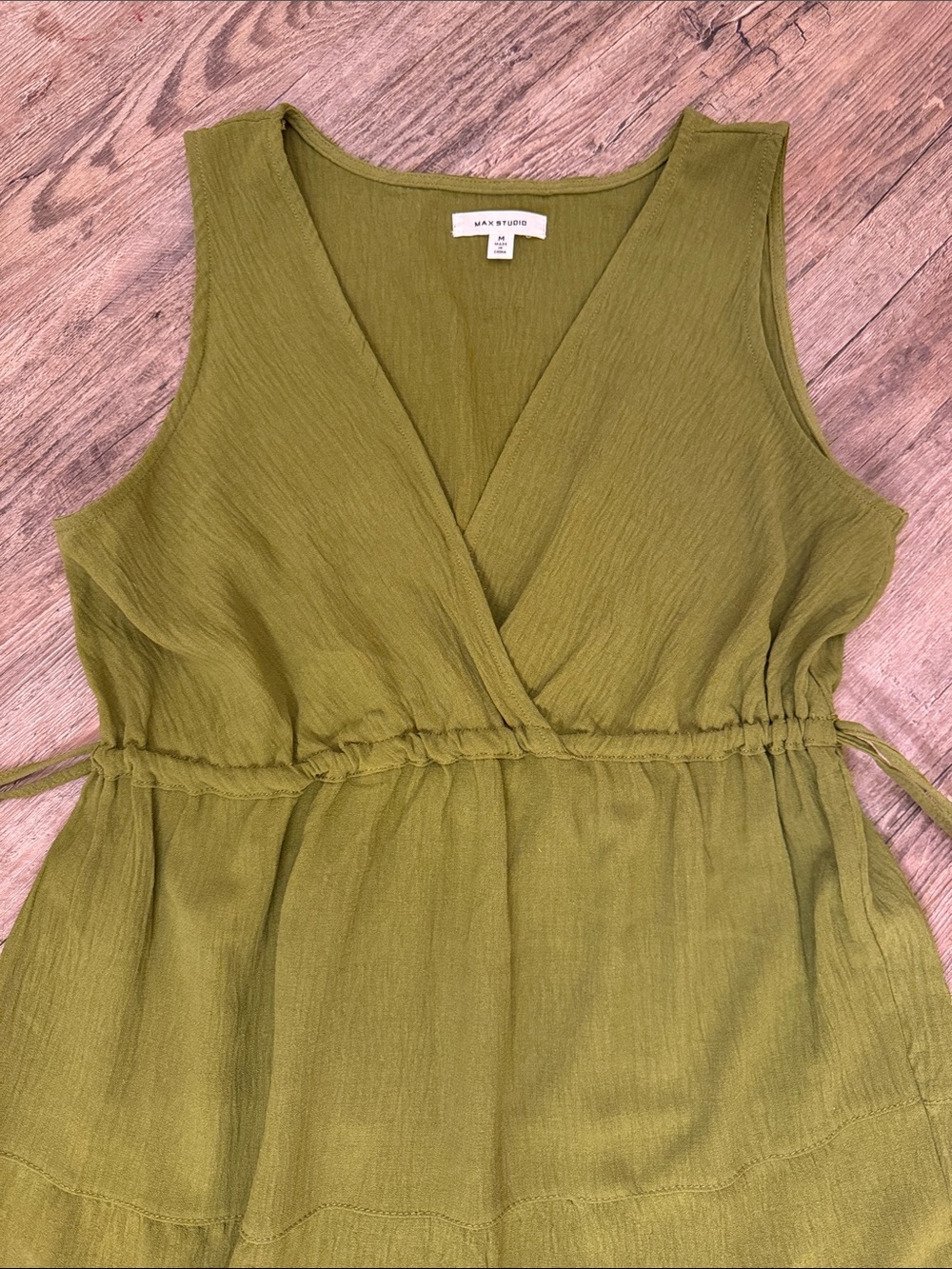 Max Studio Olive Green Tiered V-Neck Maxi Dress - Picture 3 of 3